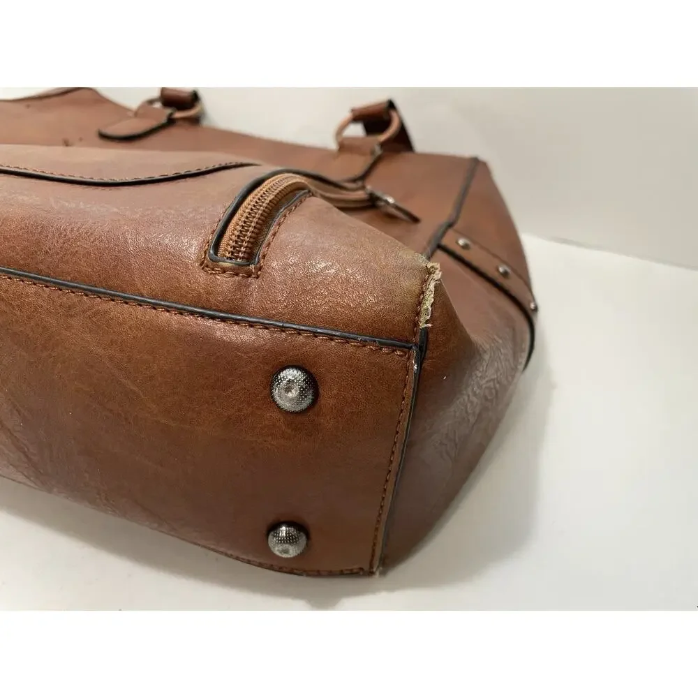 Lavawa Western Tooled Embossed Satchel Handbag Studded Boho Cowgirl READ